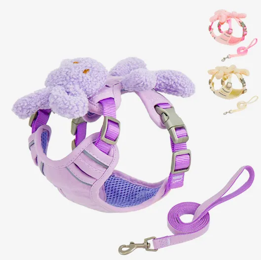 Set drăguț de ham și lesă pentru câini